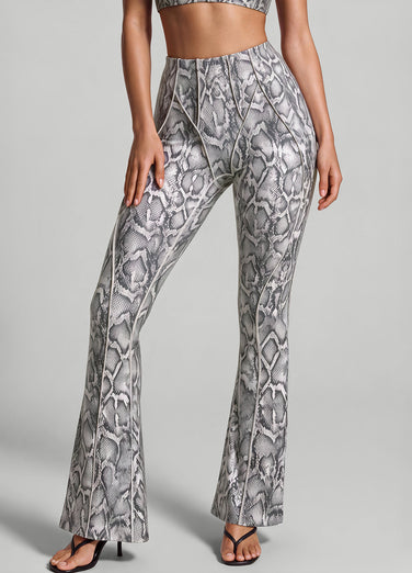 Silver Snake Longline Flare Leggings