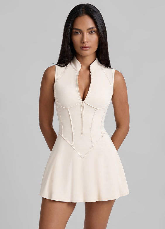 Closed-Back Contour Mini Dress