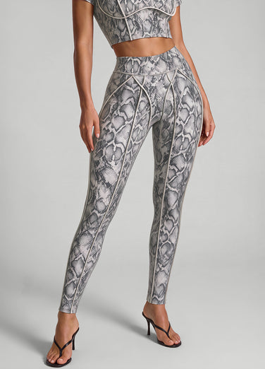 Silver Snake Contour Stitch Leggings