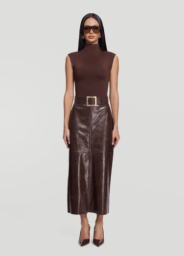Faux Leather Pencil Maxi Skirt
