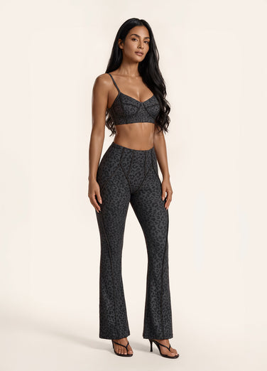 Black Leopard Contour Stitch Bralette
