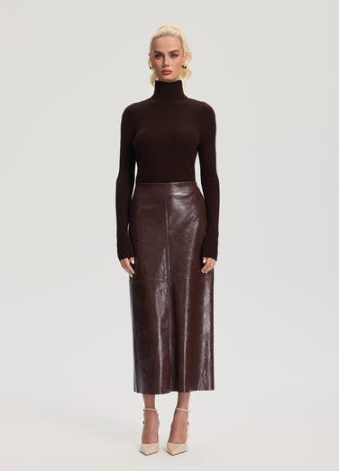 Ribbed Wool Blend Turtleneck