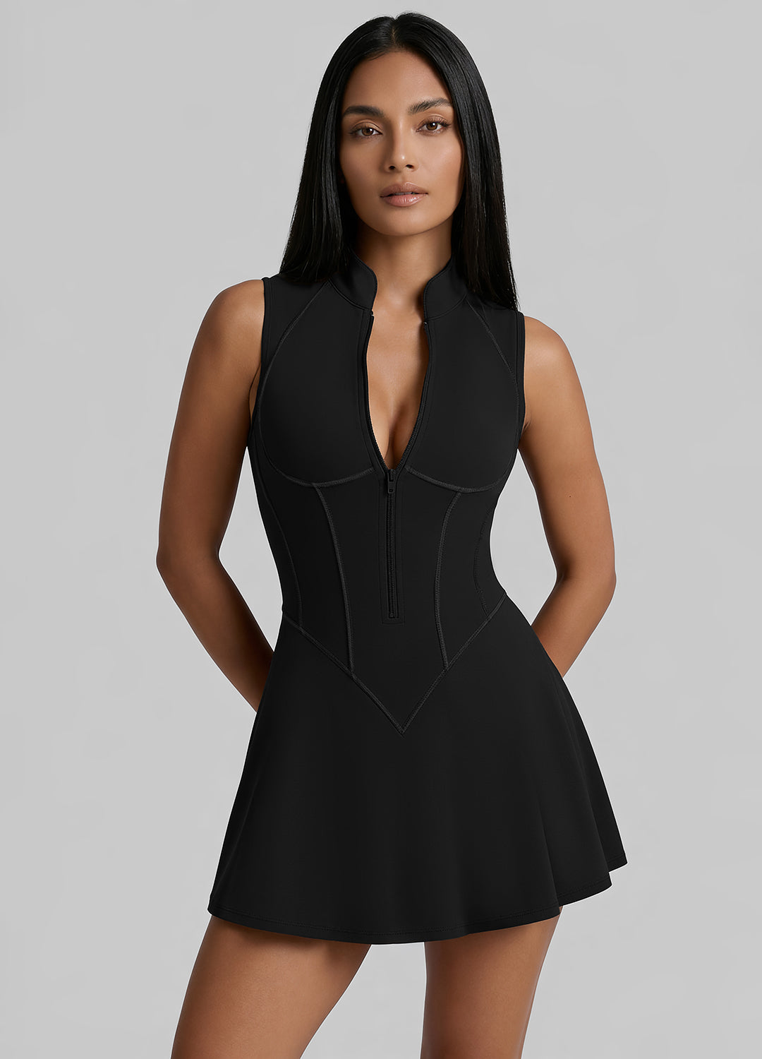 Closed-Back Contour Mini Dress