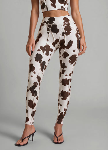 Mocha Cow Contour Stitch Leggings