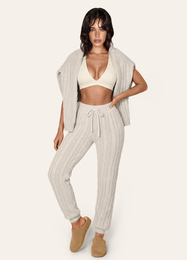Pantaloni in maglia a trecce