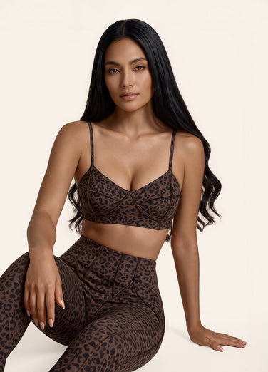 Chocolate Leopard Contour Stitch Bralette