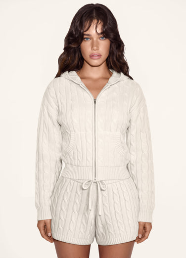 Cable Knit Zip Up Hoodie