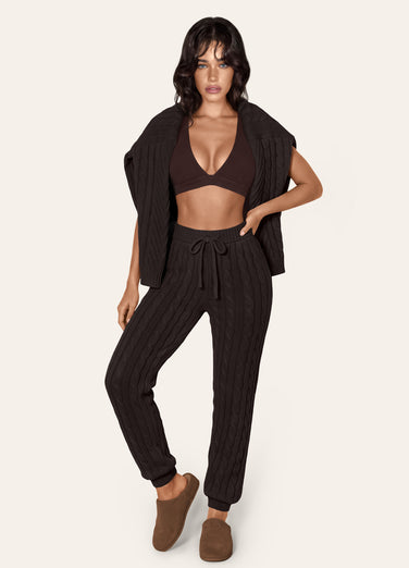Pantaloni in maglia a trecce