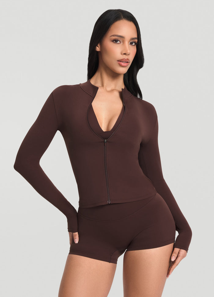 Sleek Zip-Up Long Sleeve Jacket