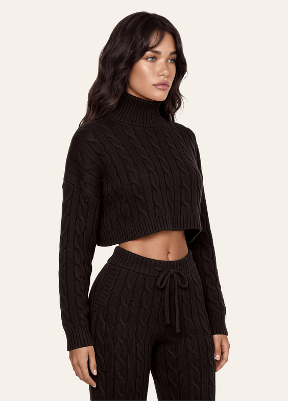 Maglione corto a trecce
