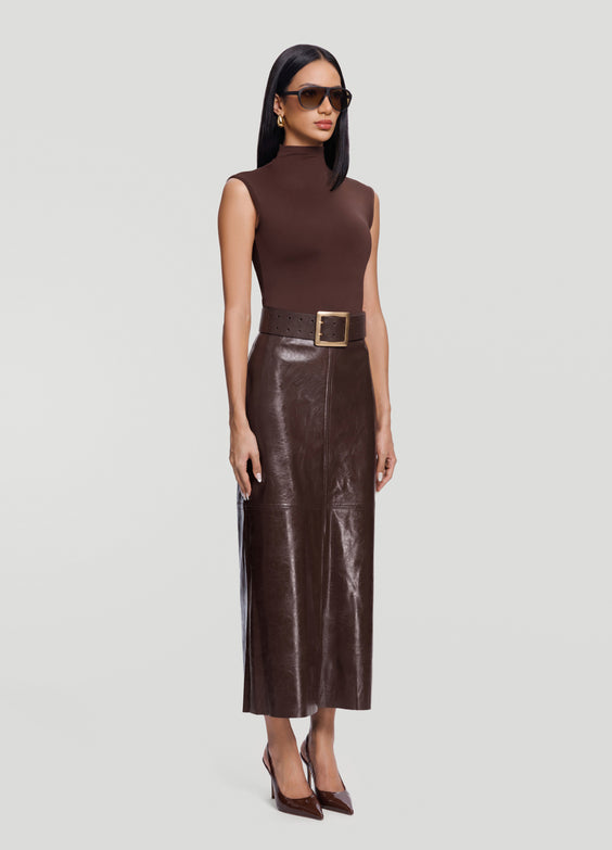 Faux Leather Pencil Maxi Skirt