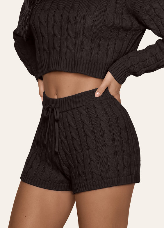 Shorts de tricô trançado