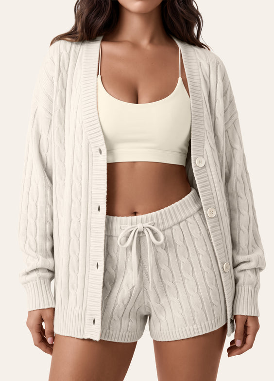 Oversize-Grobstrick-Cardigan mit Zopfmuster