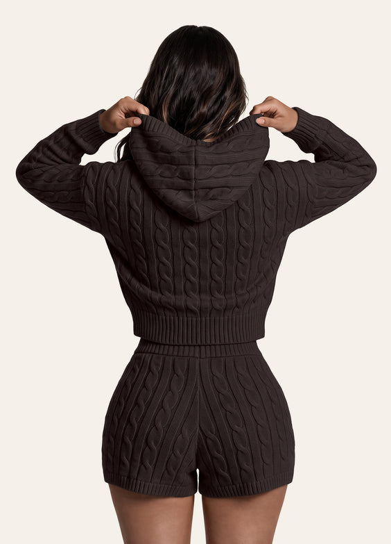 Cable Knit Zip Up Hoodie