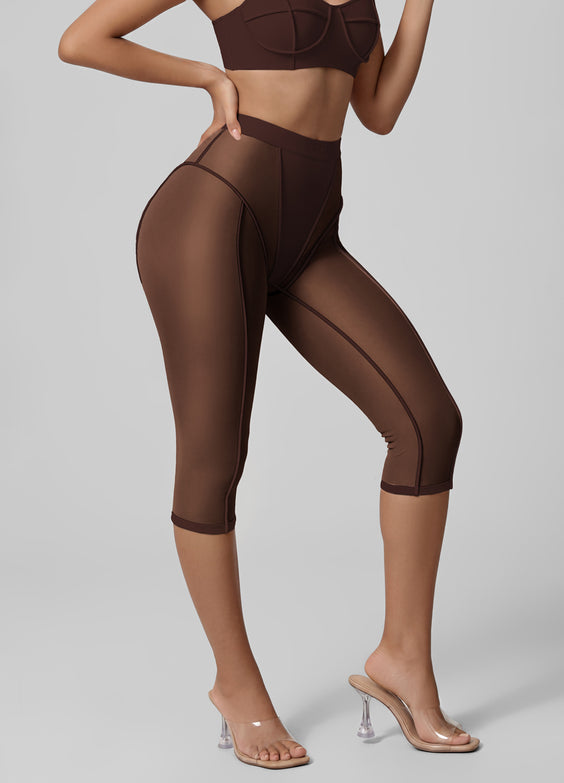 Semi-Sheer High-Rise Capri Leggings