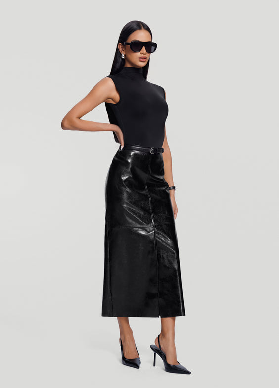 Faux Leather Pencil Maxi Skirt