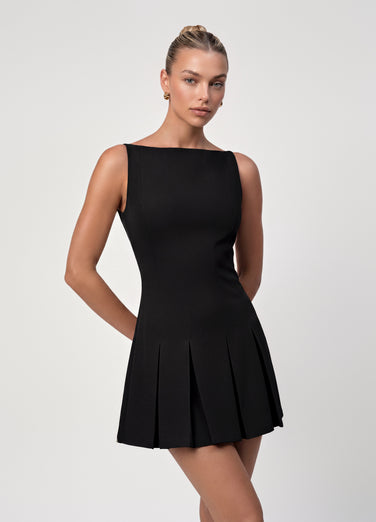 Structured Pleated Mini Dress