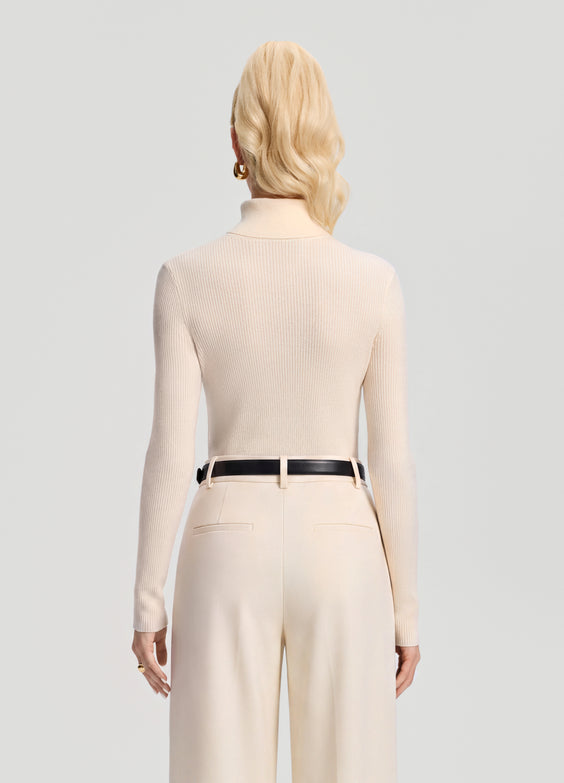 Ribbed Wool Blend Turtleneck