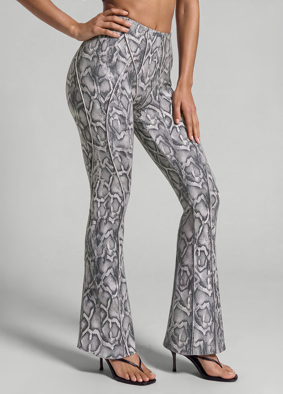 Silver Snake Longline Flare Leggings
