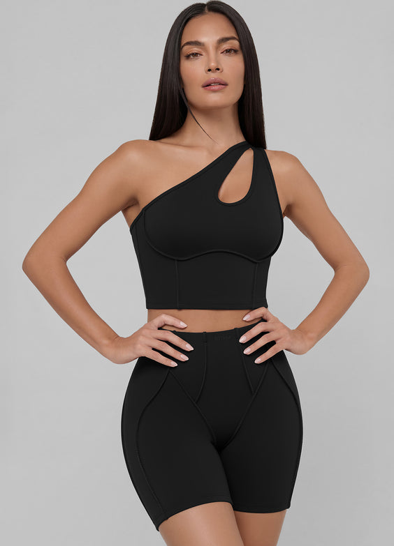 One-Shoulder Cutout Crop Top