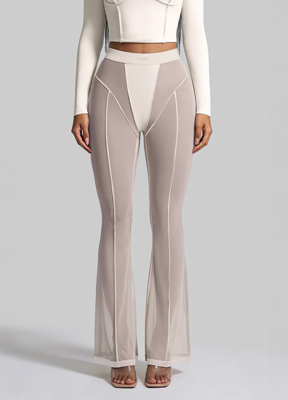 Semi-Sheer Contour Flare Leggings