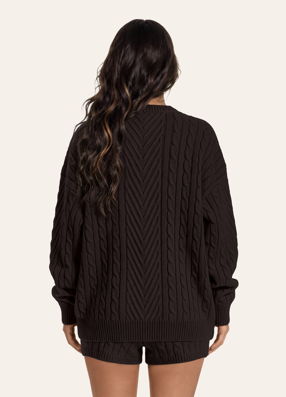Oversize-Pullover mit Zopfmuster im Fischerstil