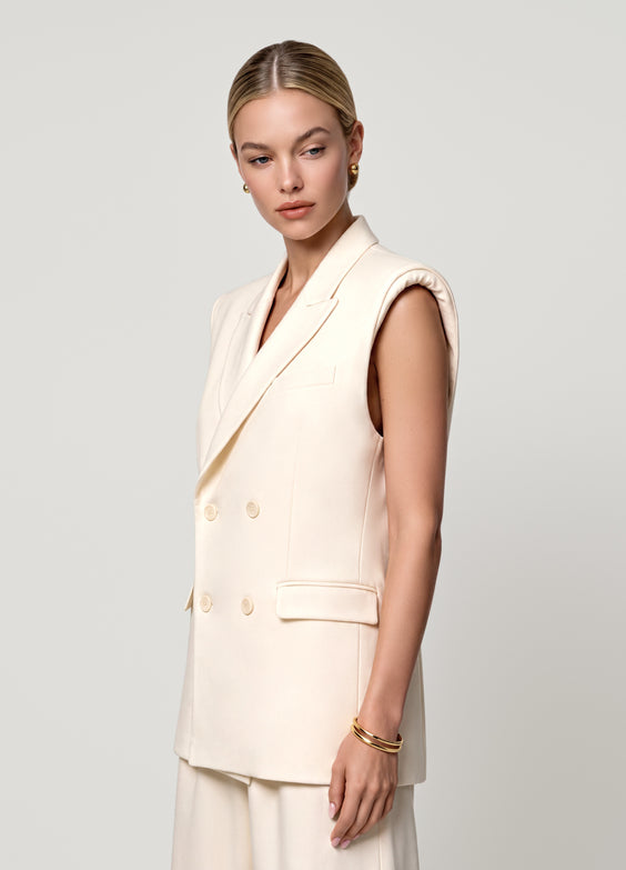 Double-Breasted Longline Vest