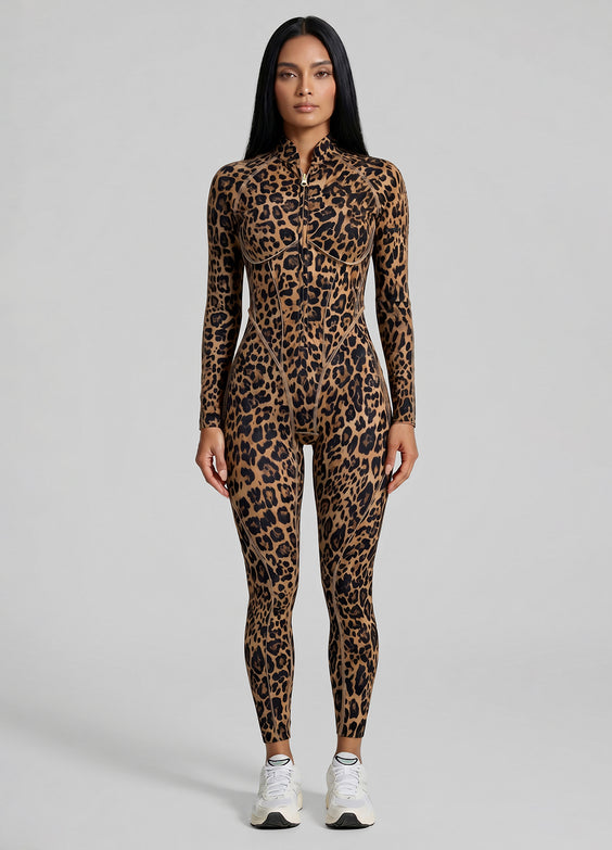 Catsuit Golden Leopoard con espalda cerrada