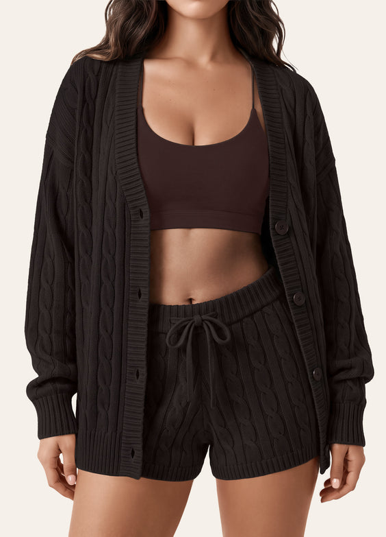 Cardigan oversize in maglia grossa a trecce