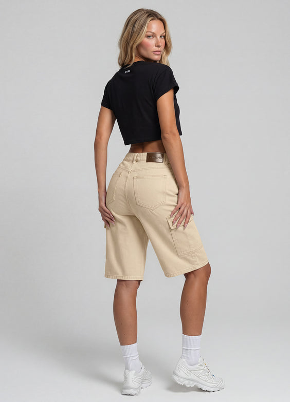 Relaxed Cargo Denim Shorts