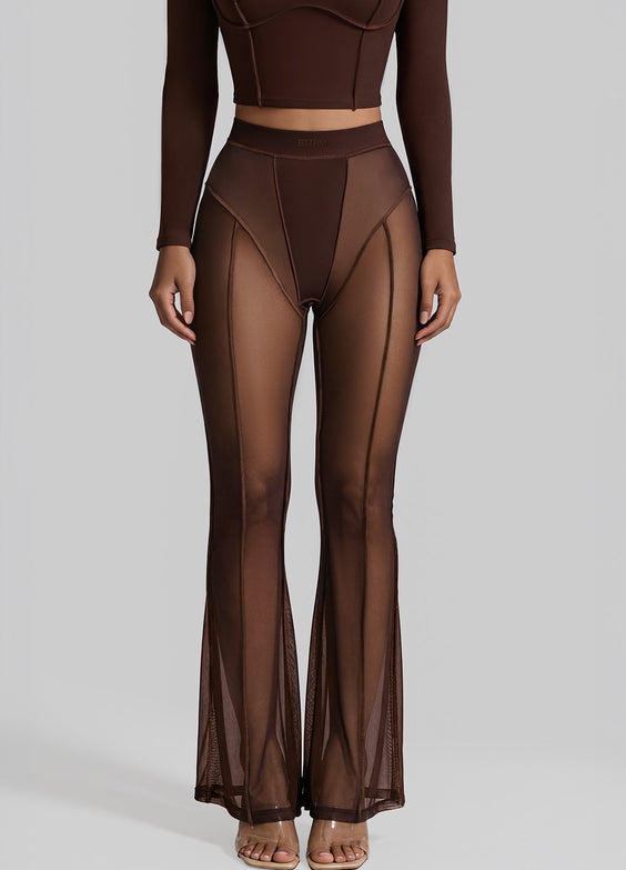 Semi-Sheer Contour Flare Leggings