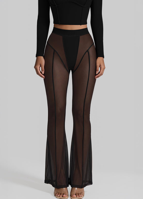 Semi-Sheer Contour Flare Leggings