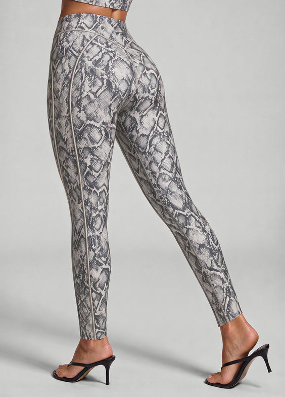 Silver Snake Contour Stitch Leggings