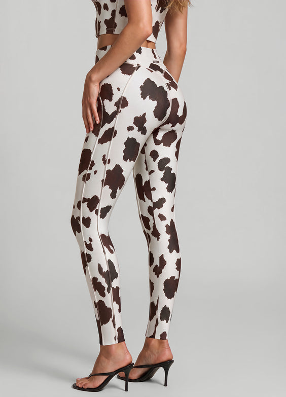 Mocha Cow Contour Stitch Leggings