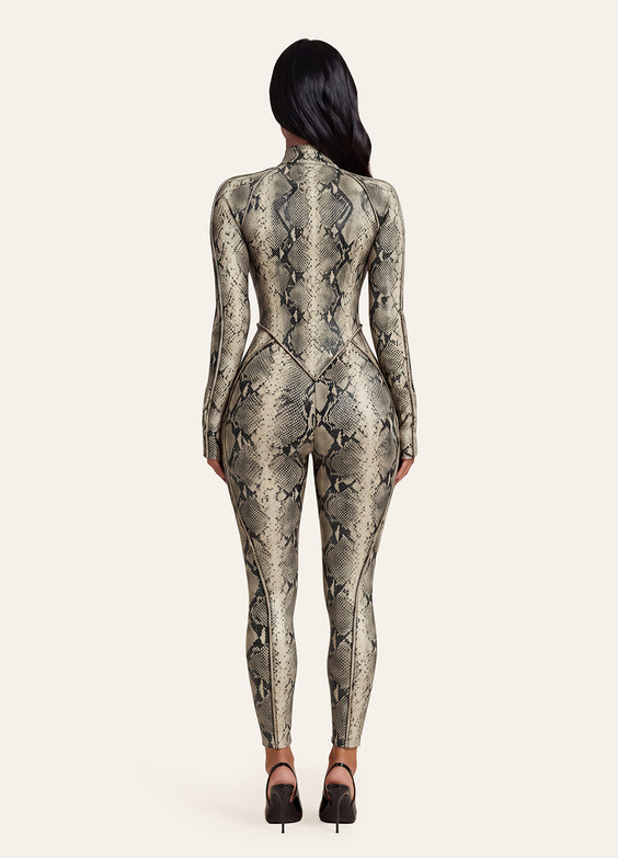 Sage Snake Closed-Back Catsuit