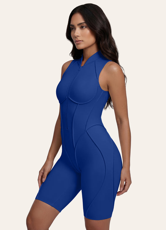 Closed-Back Sleeveless Shorts Catsuit
