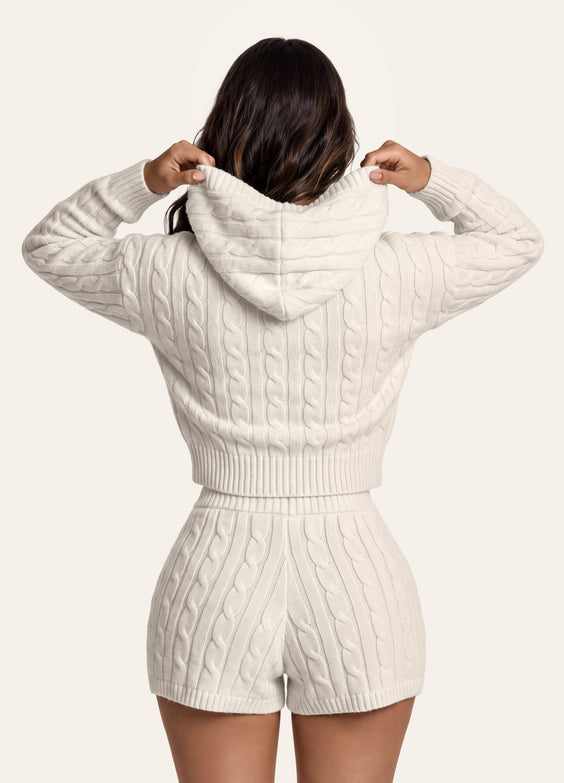 Cable Knit Zip Up Hoodie