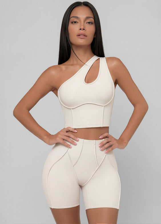 One-Shoulder Cutout Crop Top