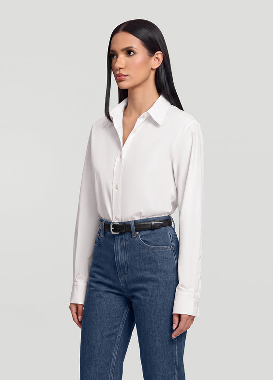 Camisa de algodão ajustada com botões