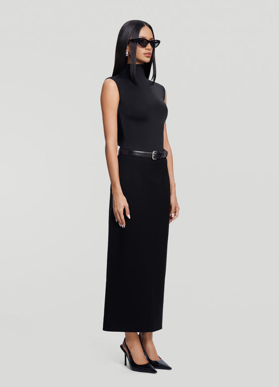 High-Waist Pencil Midi Skirt