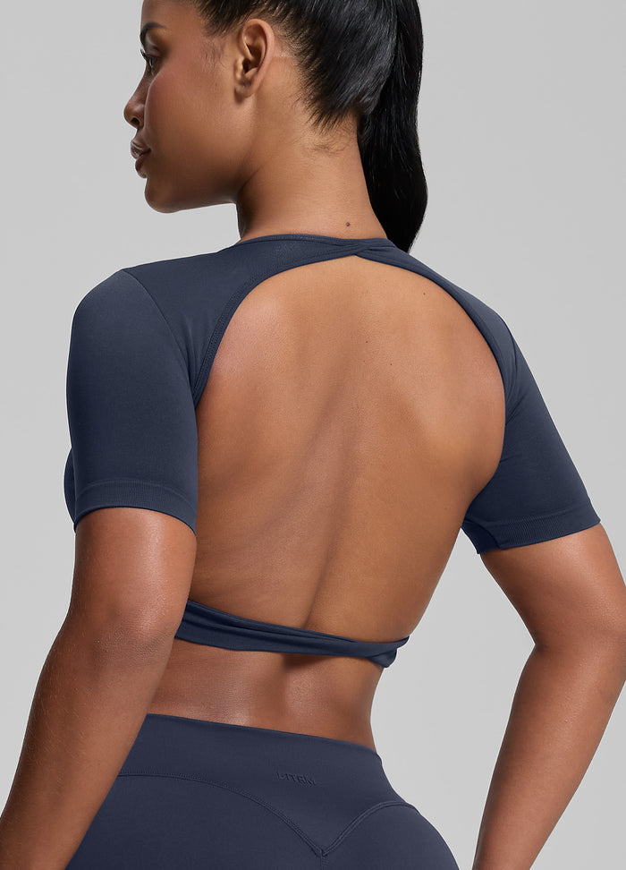 Ultrasculpt Top Corto Senza Cuciture con Scollo Rotondo, Schiena Scoperta, Coppe Rimovibili