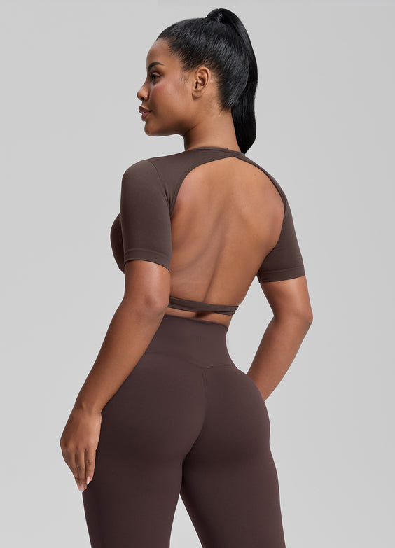 Ultrasculpt Top Corto Senza Cuciture con Scollo Rotondo, Schiena Scoperta, Coppe Rimovibili