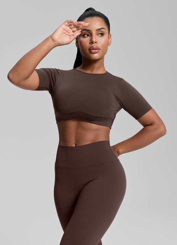 Ultrasculpt Top Corto Senza Cuciture con Scollo Rotondo, Schiena Scoperta, Coppe Rimovibili