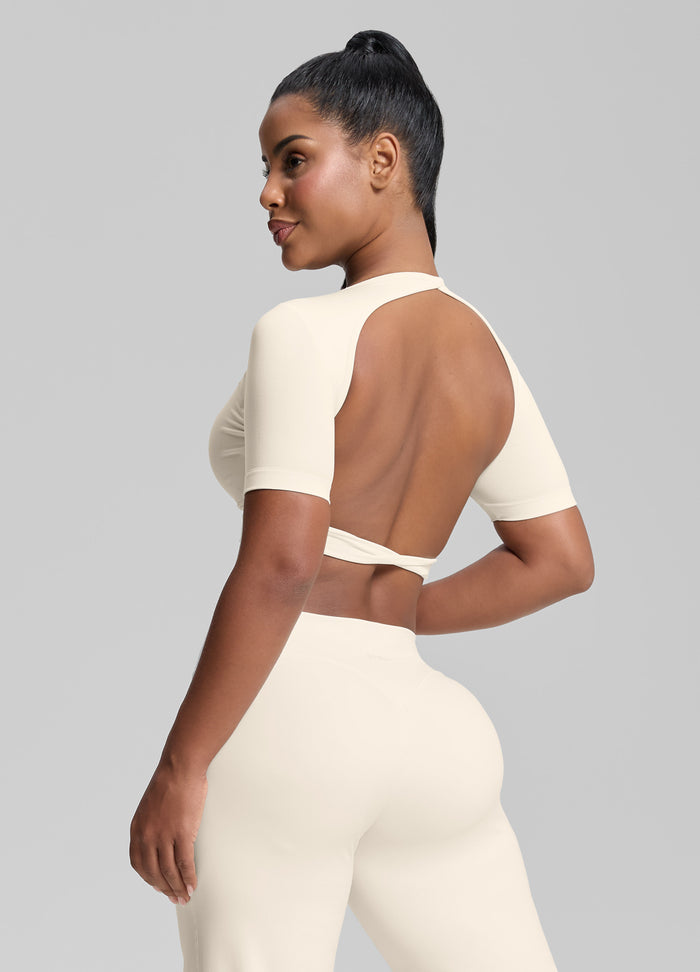 Ultrasculpt Top Corto Senza Cuciture con Scollo Rotondo, Schiena Scoperta, Coppe Rimovibili