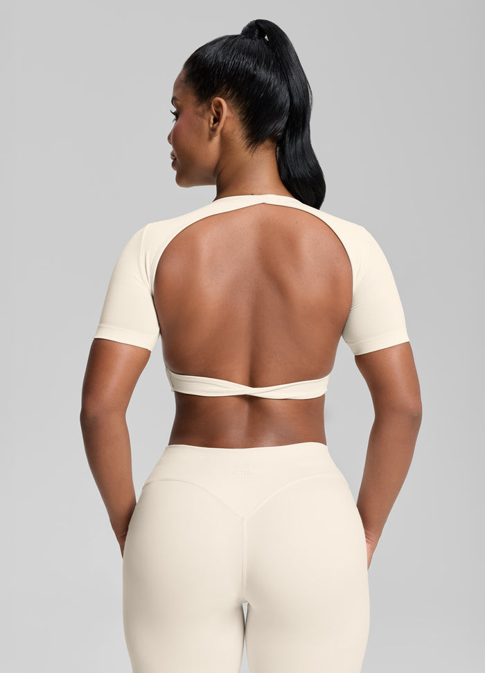 Ultrasculpt Top Corto Senza Cuciture con Scollo Rotondo, Schiena Scoperta, Coppe Rimovibili