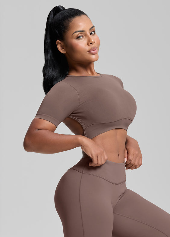 Ultrasculpt Top Corto Senza Cuciture con Scollo Rotondo, Schiena Scoperta, Coppe Rimovibili