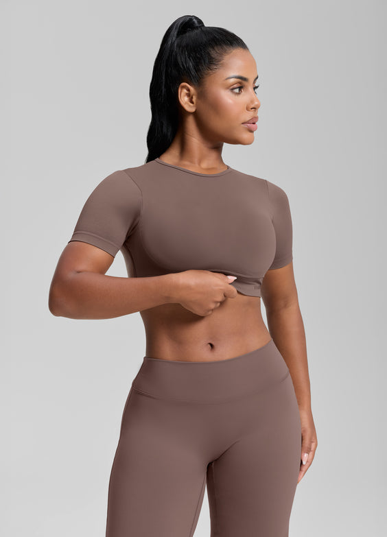 Ultrasculpt Top Corto Senza Cuciture con Scollo Rotondo, Schiena Scoperta, Coppe Rimovibili
