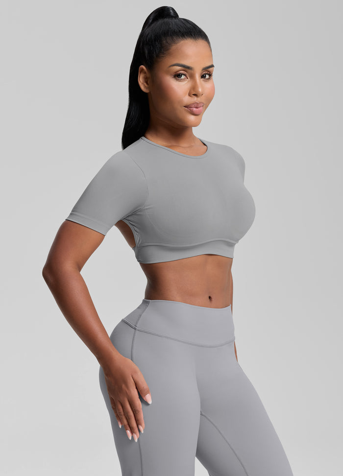 Ultrasculpt Top Corto Senza Cuciture con Scollo Rotondo, Schiena Scoperta, Coppe Rimovibili