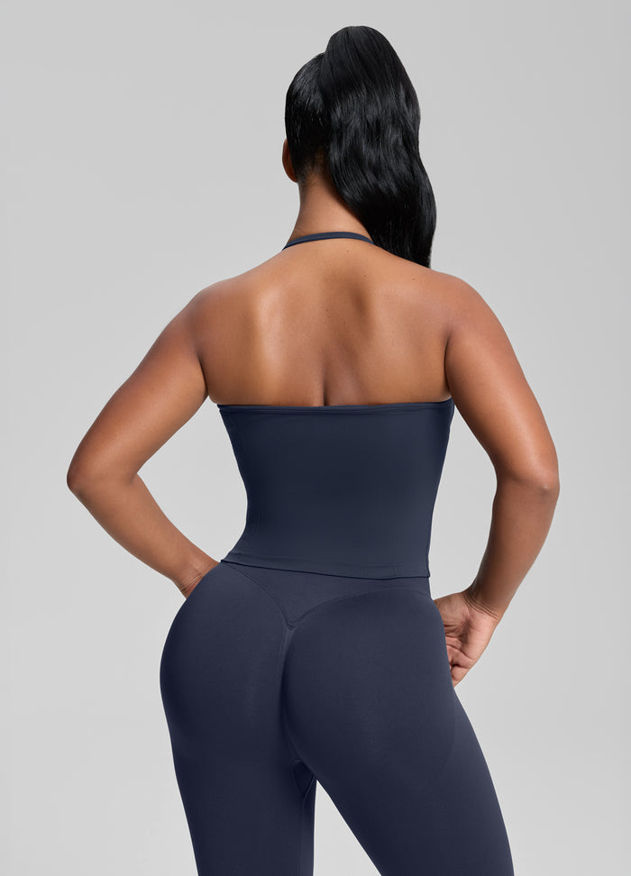 Ultrasculpt Canotta Lunga Aderente in Twill con Reggiseno Incorporato e Scollo all
