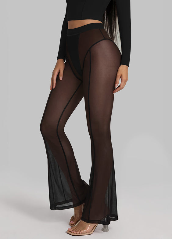 Semi-Sheer Contour Flare Leggings